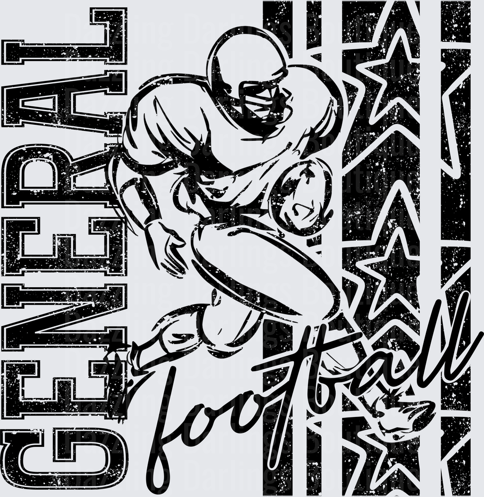 General Football Player Running Back Stars Grunge Design