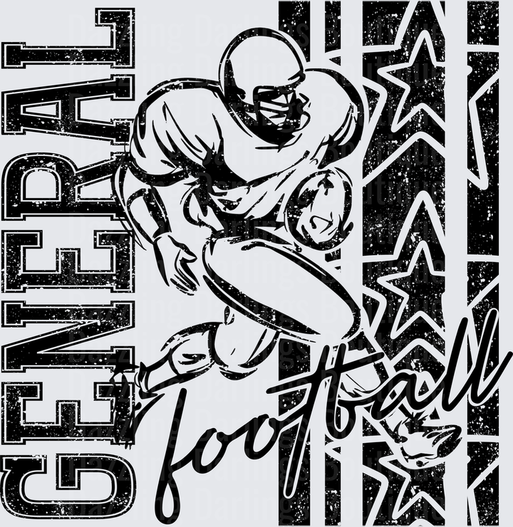General Football Player Running Back Stars Grunge Design