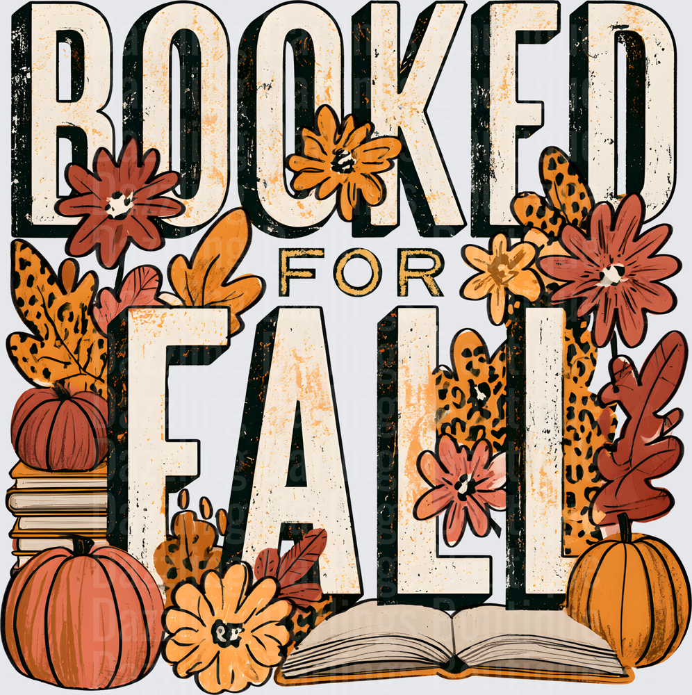 Booked For Fall Leopard Print Pumpkins Flowers Books Reading