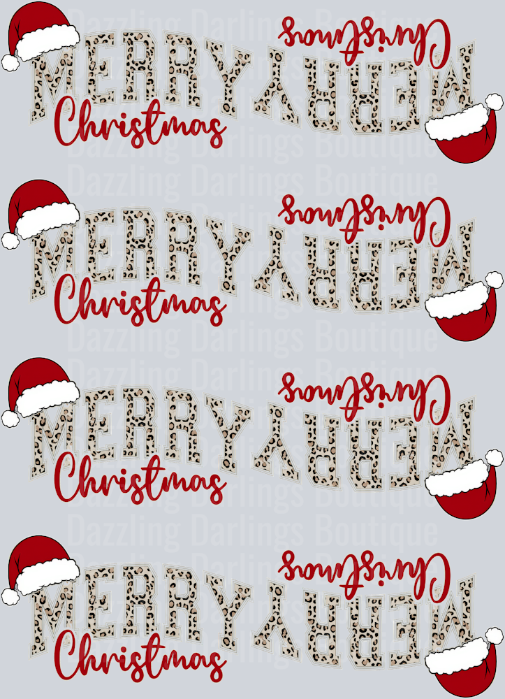 Merry Christmas Leopard Santa Hat Premade Gang Sheet