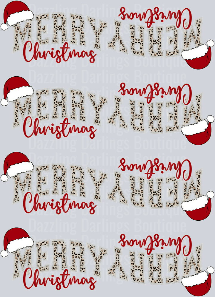 Merry Christmas Leopard Santa Hat Premade Gang Sheet