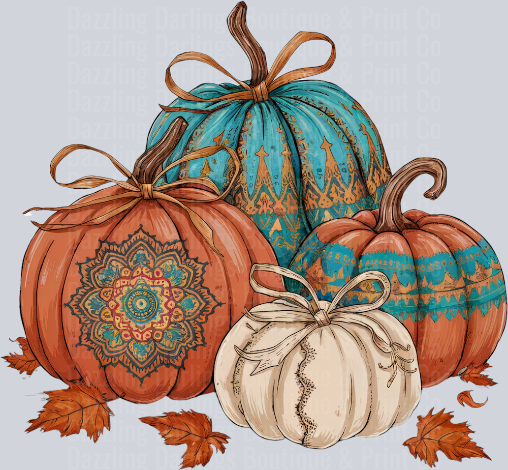 HALLOWEEN FALL DTF TRANSFER PUMPKIN TRIO WESTERN