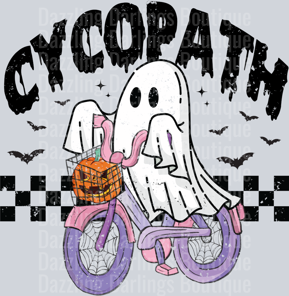 HALLOWEEN FALL DTF TRANSFER CYCOPATH GHOST BICYCLE