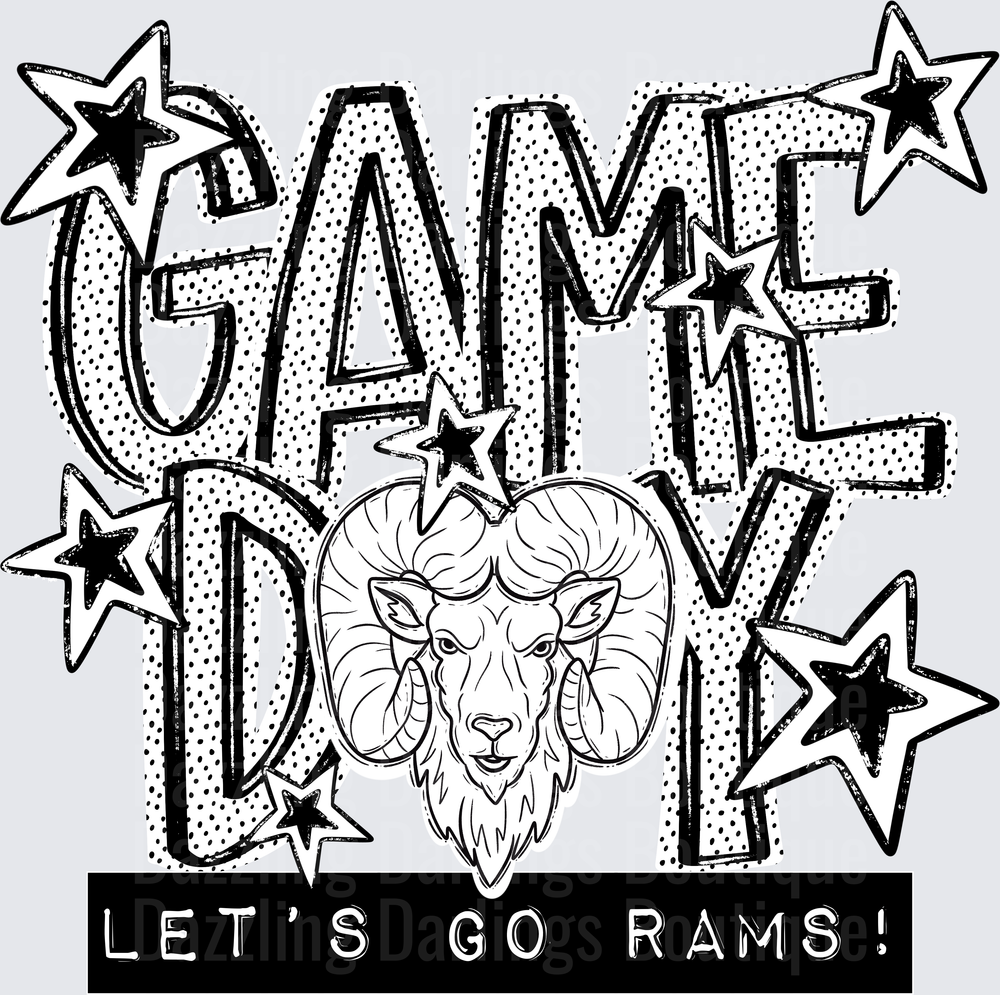 Game Day Let's Go Rams Bold Star Ram Head Design