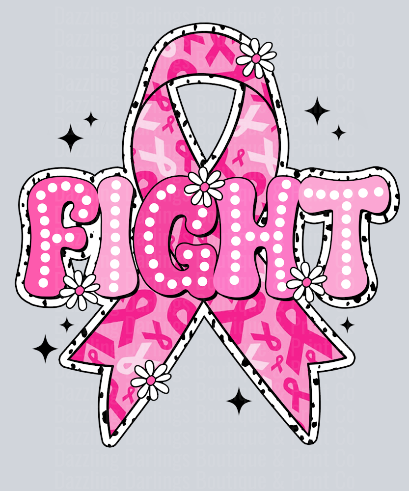 Breast Cancer Awareness Ribbon Fight Pink Polka Dot Letters