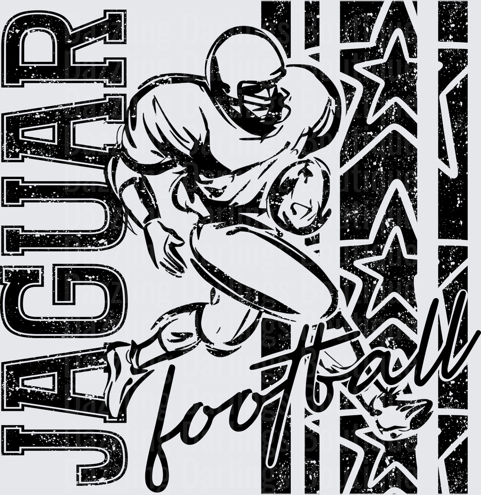 Jaguar Football Player Running Back Grunge Stars Design