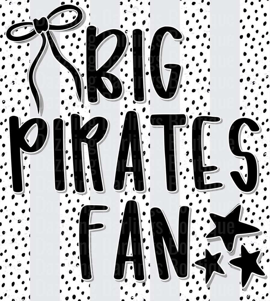 Big Pirates Fan with Bow and Stars on Polka Dot Background