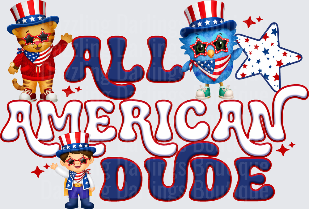 All American Dude Patriotic Characters with Uncle Sam Hats