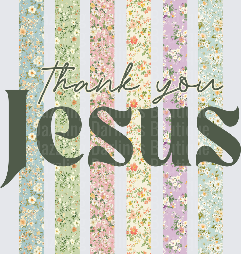 Thank You Jesus Floral Striped Christian Faith Design