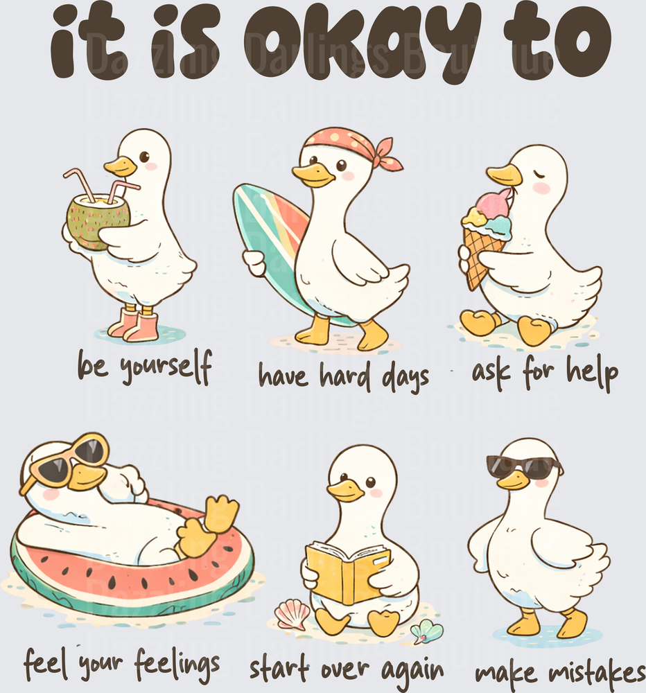 It Is Okay To Cute Duck Mental Health Affirmations Design