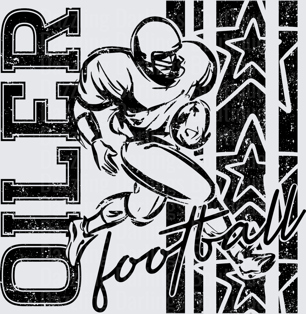 Oiler Football Player Running Back Stars Grunge Design