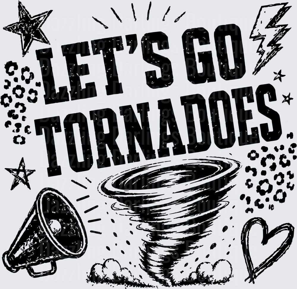 Let's Go Tornadoes Spirit Megaphone Lightning Star Design