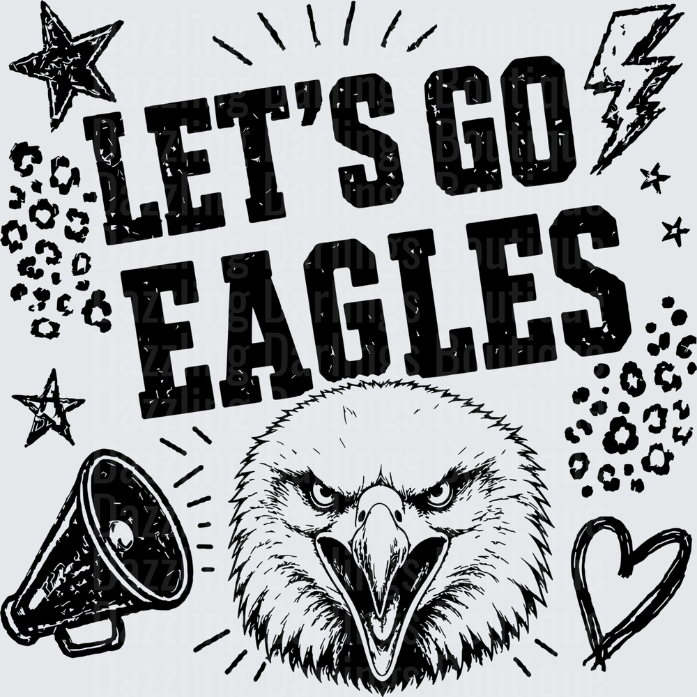 Let's Go Eagles Fierce Bald Eagle Mascot Spirit Design