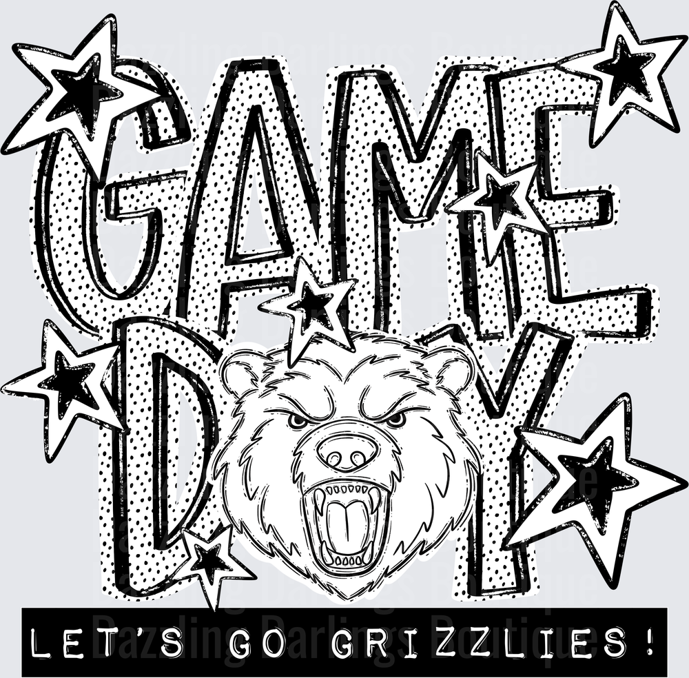 Game Day Let's Go Grizzlies Roaring Bear Stars
