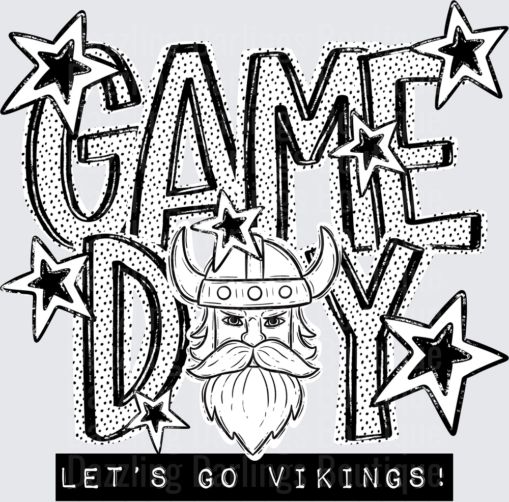 Game Day Let's Go Vikings Bearded Viking Helmet Stars