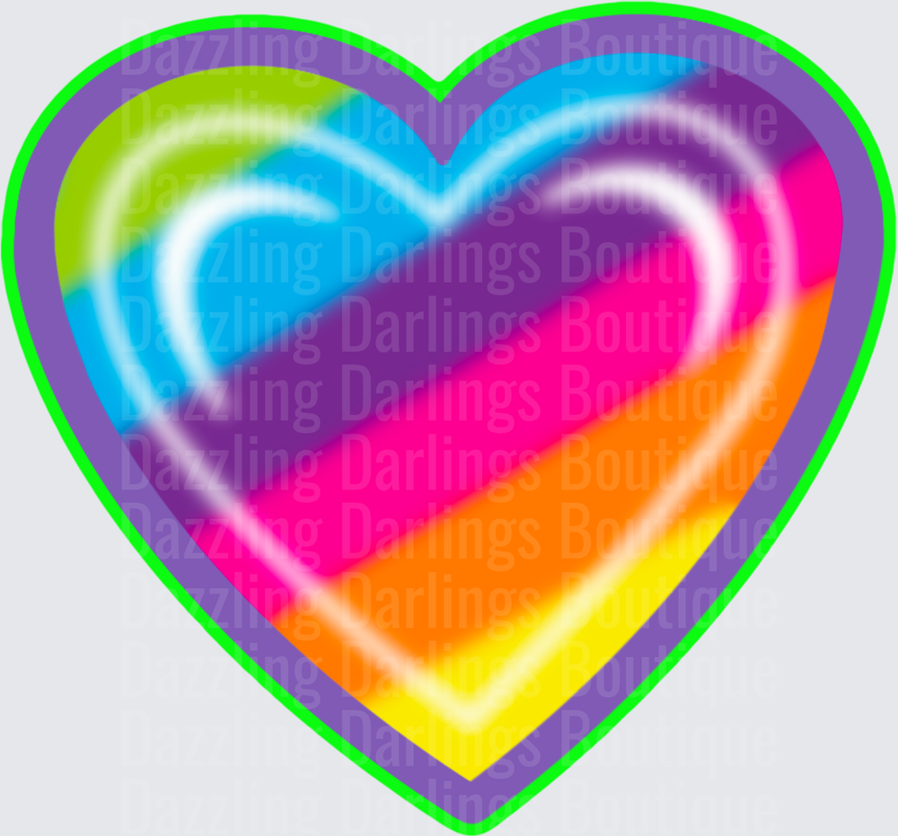 Vibrant Rainbow Heart with Purple Border and Glossy Effect
