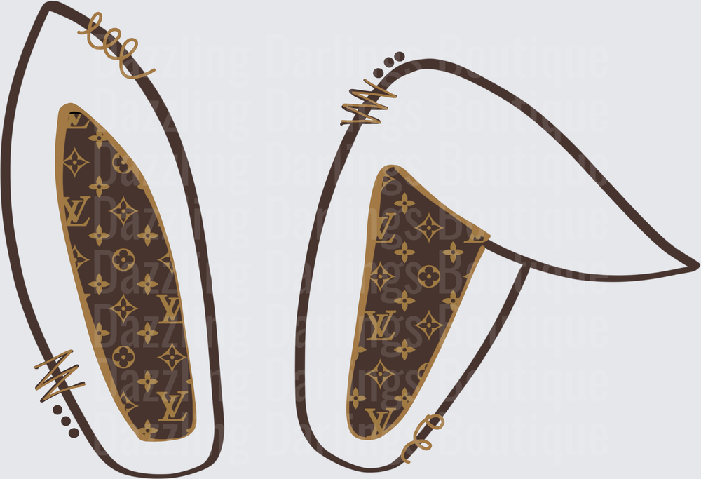 Luxury Designer Monogram Bunny Ears with Brown and Gold Pattern