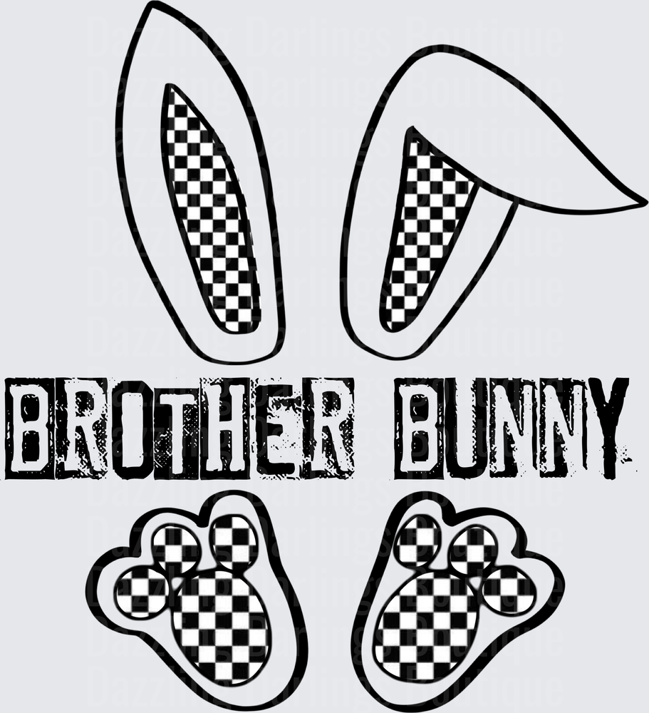 Brother Bunny Checkered Racing Easter Ears and Paws Set