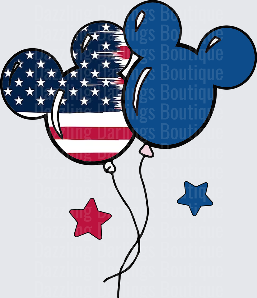 Patriotic Mickey Mouse American Flag Balloons Stars