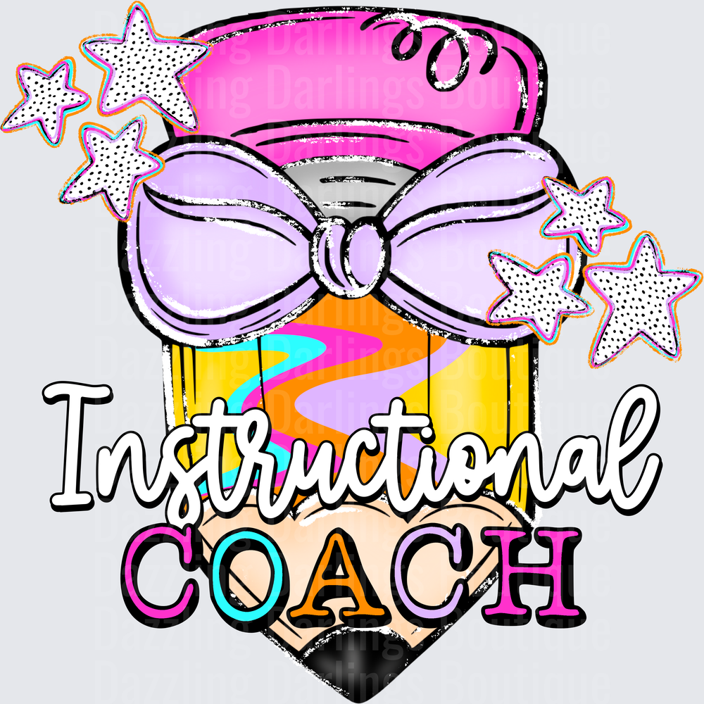 Instructional Coach Pencil with Bow and Stars