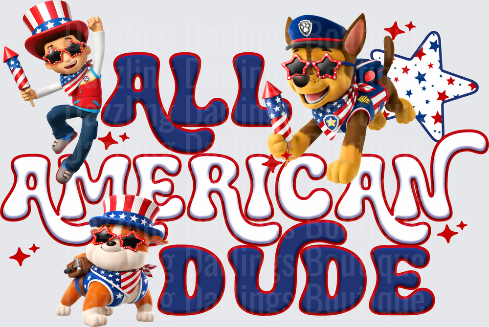 PAW Patrol All American Dude Chase Rubble Fourth of July