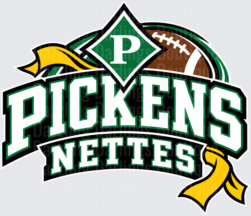 Pickens Nettes Football Logo Green Gold Diamond Banner