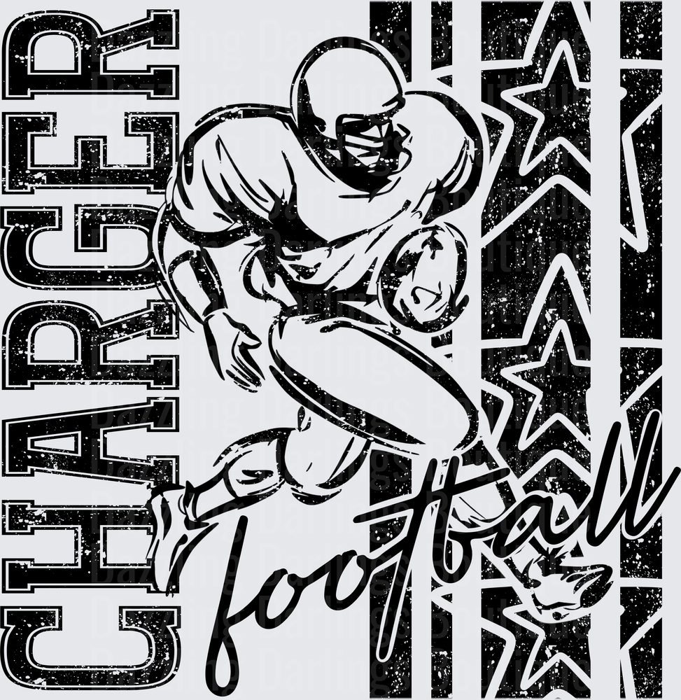 Charger Football Player Running Back Grunge Stars Design