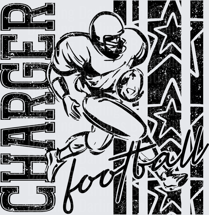 Charger Football Player Running Back Grunge Stars Design
