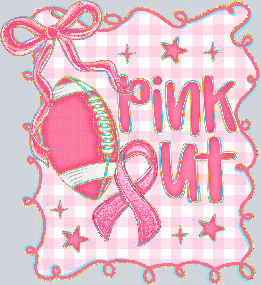 BREAST CANCER AWARENESS RIBBON PINK OUT FOOTBALL PREPPY