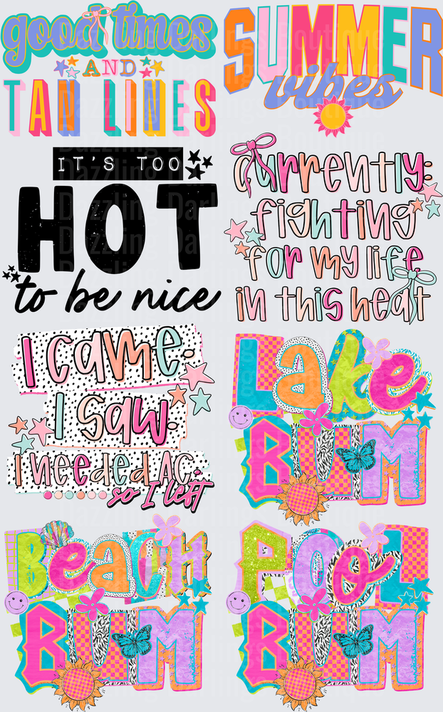 Summer Vibes Quote Collection with Beach Bum Lake Bum Text
