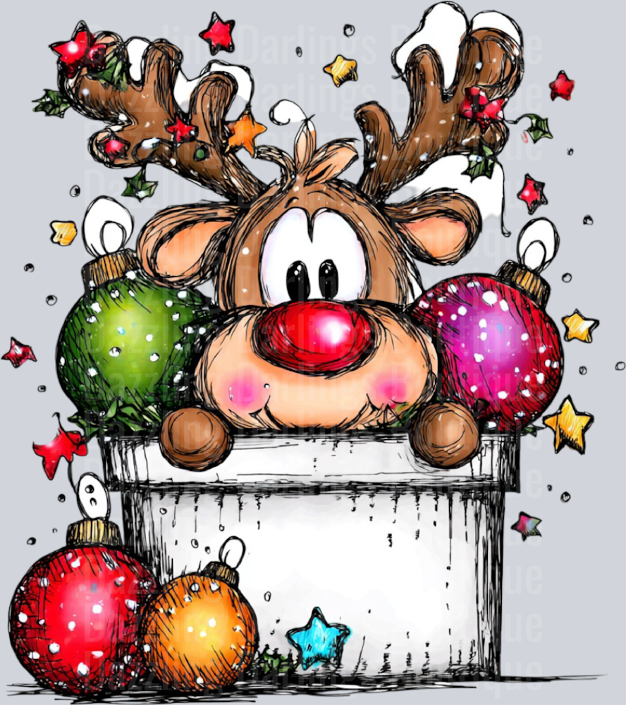 Hand-drawn Cartoon Christmas Reindeer Ornaments