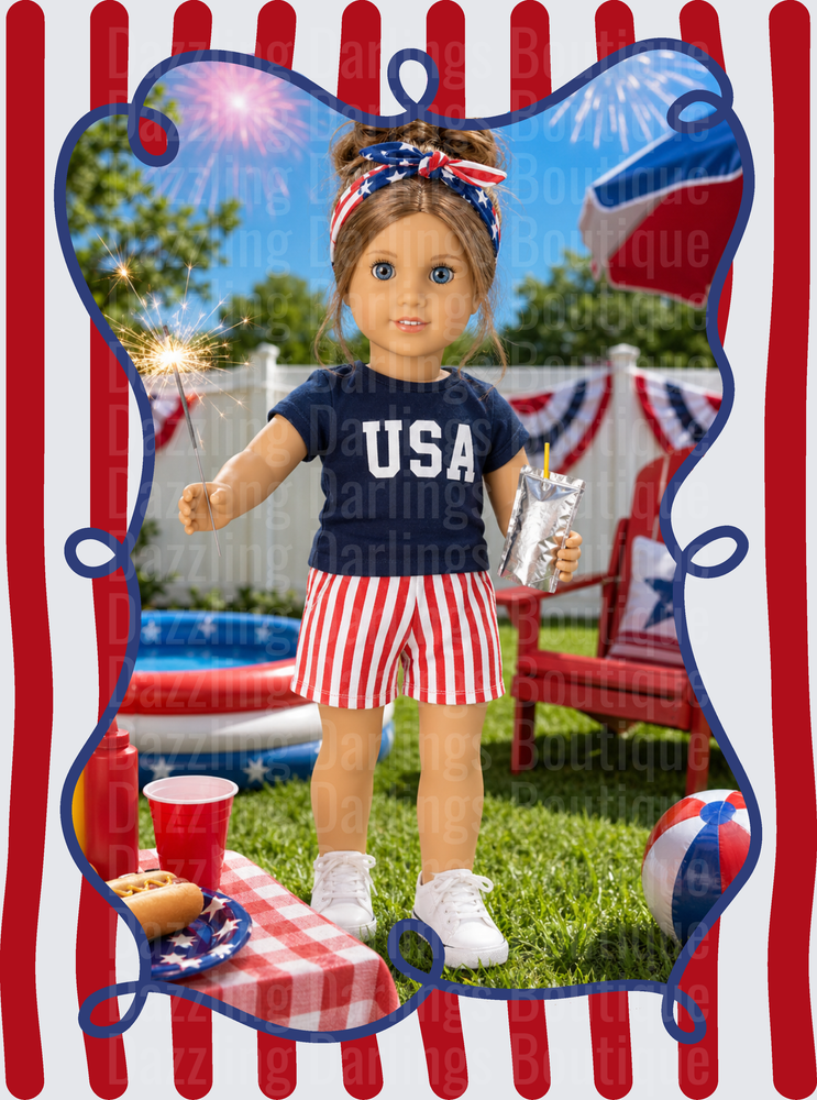 American Girl Doll Fourth of July Patriotic Celebration Scene