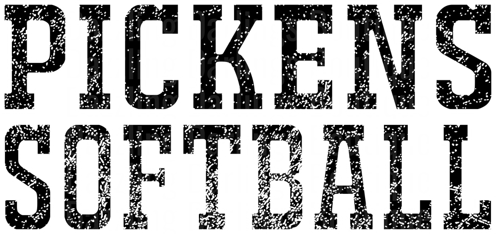 Pickens Softball Distressed Text Design
