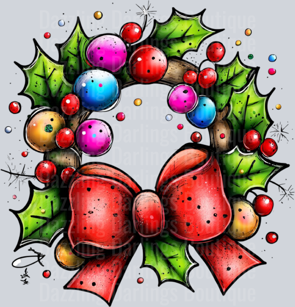 Hand-drawn Christmas Wreath