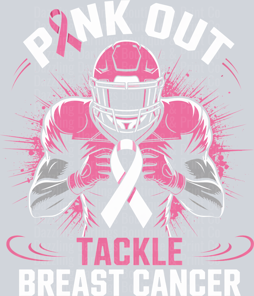 BREAST CANCER AWARENESS RIBBON PINK OUT TACKLE FOOTBALL