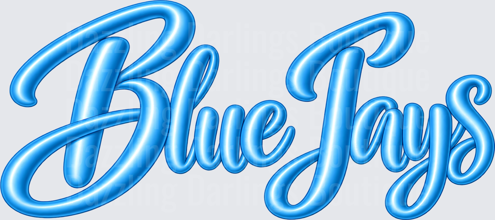 Blue Jays Puffy Balloon Script Lettering Blue Glossy Text