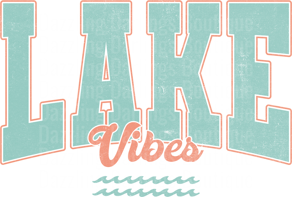 Lake Vibes Retro Typography with Wave Pattern