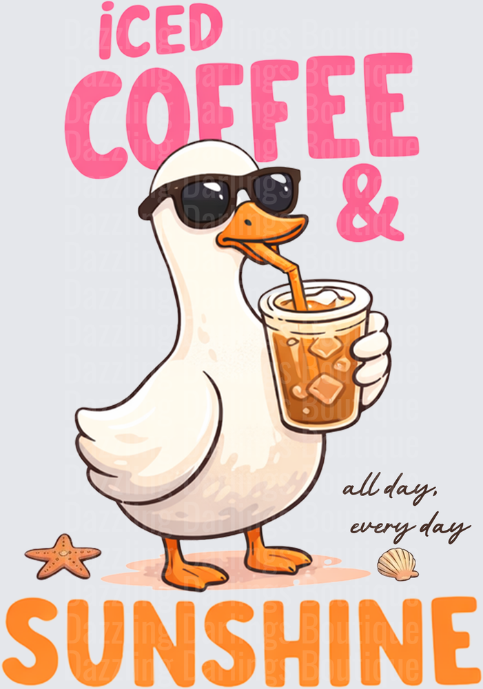 Iced Coffee & Sunshine Cool Duck in Sunglasses All Day Every Day