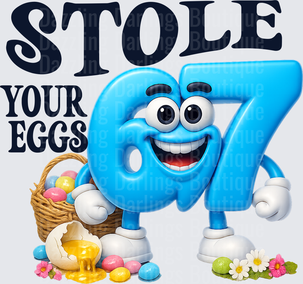 Stole Your Eggs Number 67 Character with Easter Basket