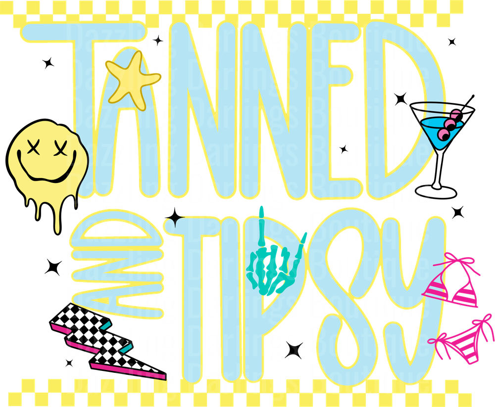 Tanked Tipsy Y2K Aesthetic with Melting Smiley Face and Party Icons