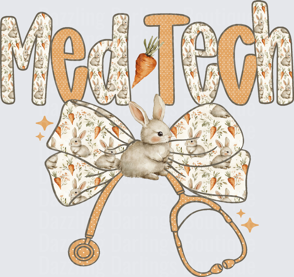 Med Tech Stethoscope with Bunny and Carrot Pattern