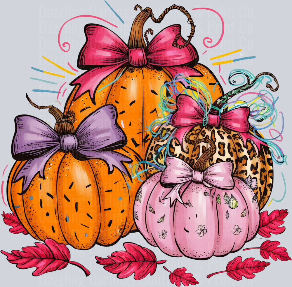 Halloween Fall Pumpkin Bright Leopard Bows Confetti