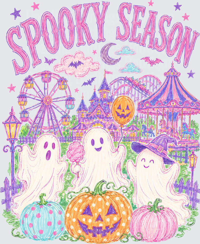 Spooky Season Cute Ghosts Halloween Carnival Pumpkins