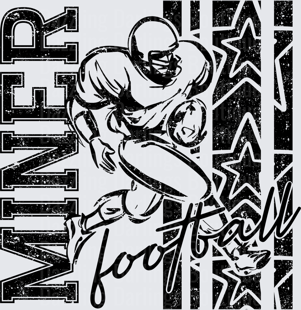 Miner Football Player Running Back Grunge Stars Design