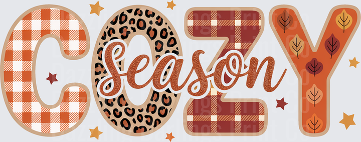 Cozy Season Plaid Leopard Letters Script