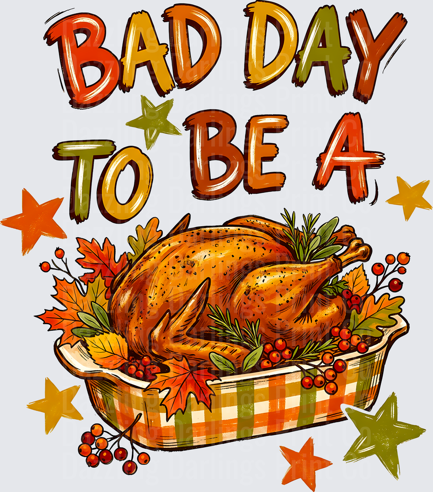 Bad Day to be a Turkey Roasted Turkey Platter Fall Leaves