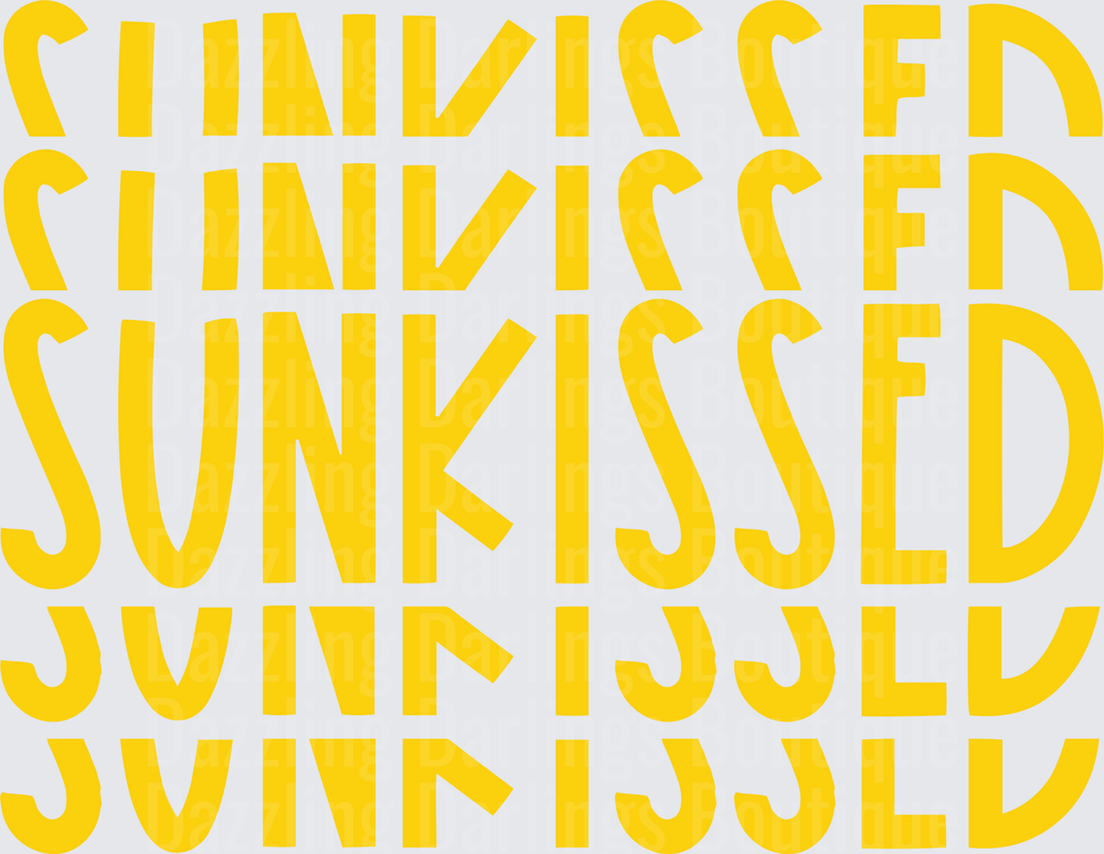 SUNKISSED Repeating Text Pattern in Golden Yellow