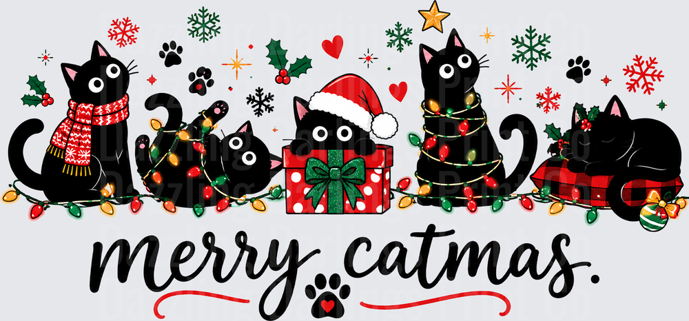 Merry Catmas Black Cat