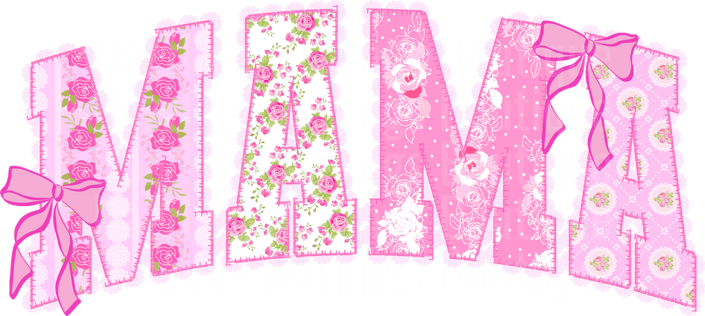 MAMA Pink Floral Patchwork Letters with Ribbon Bows