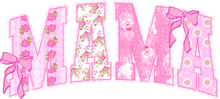 MAMA Pink Floral Patchwork Letters with Ribbon Bows